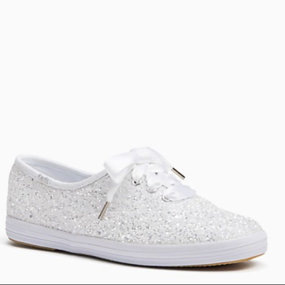 Brand NEW Kate Spade White Sparkly Glitter Keds Size 7